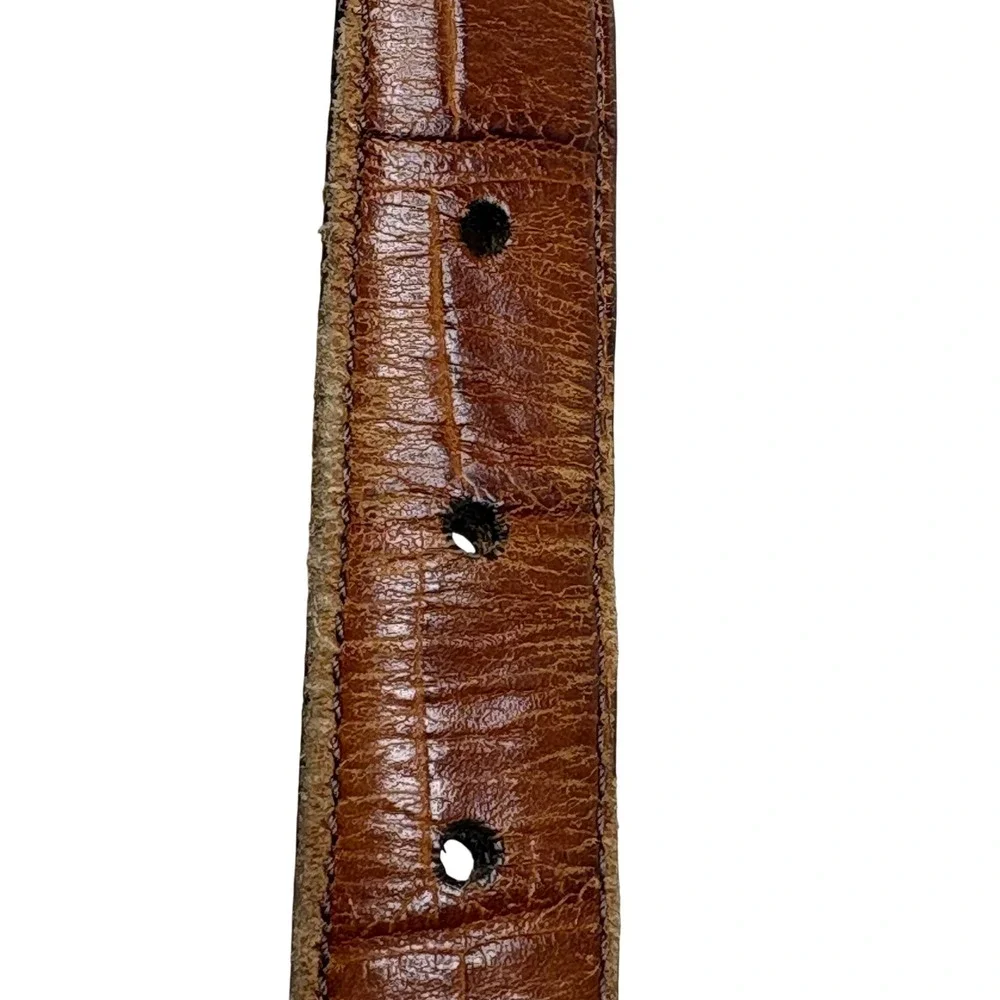 Vintage Brighton ONYX Men's‎ Size 40 Brown Croc Embossed Leather Belt USA Made